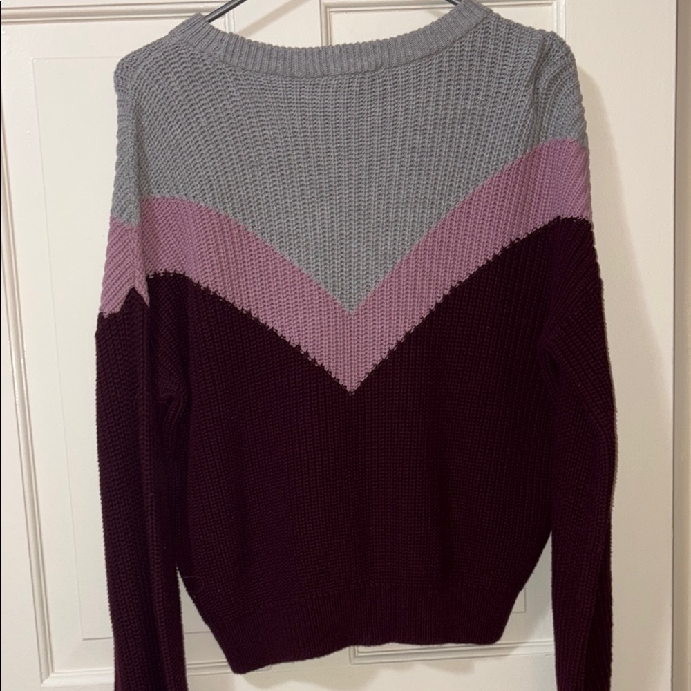 1. STATE XS Crewneck Sweater in Gray, Mauve and Plum - Picture 5 of 5